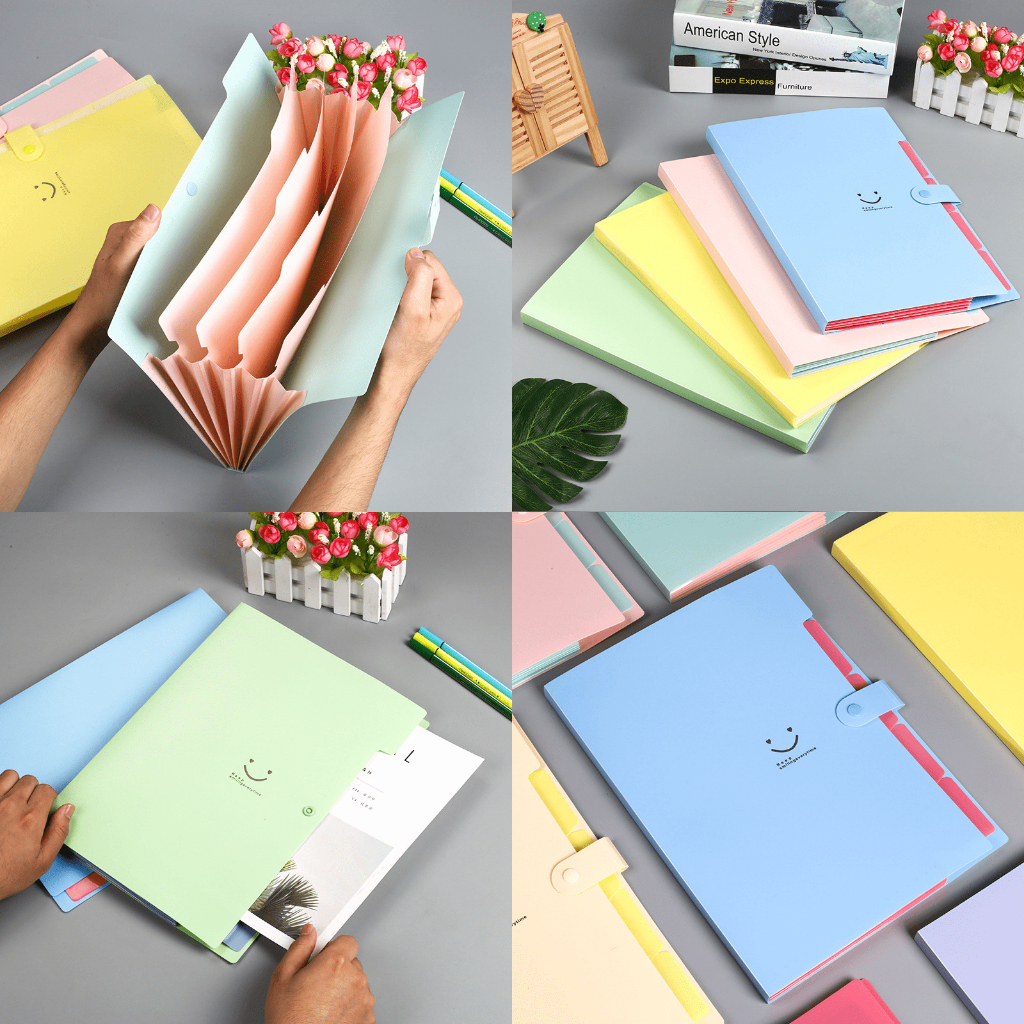 แฟ้มหลากหลายสี แฟ้มกระเป๋าขยาย แฟ้ม อุปกรณ์การเรียน เครื่องเขียน อุปกรณ์สำนักงาน แฟ้มใส่เอกสาร - Image 2