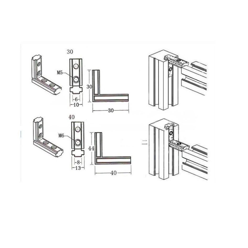 ฉาก Inner Bracket สำหรับอลูมิเนียมโปรไฟล์ อลุมิเนียมโปรไฟล์ 2020 3030 4040 4545 - Image 6