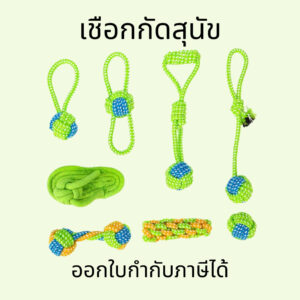 เชือกกัดสุนัข แบบเซตสีเขียว ของเล่นสุนัข เชือกกัดสำหรับหมา เชือกขัดฟัน แข็งแรง ทนทาน(เฉพาะสัตว์เลี้ยง)