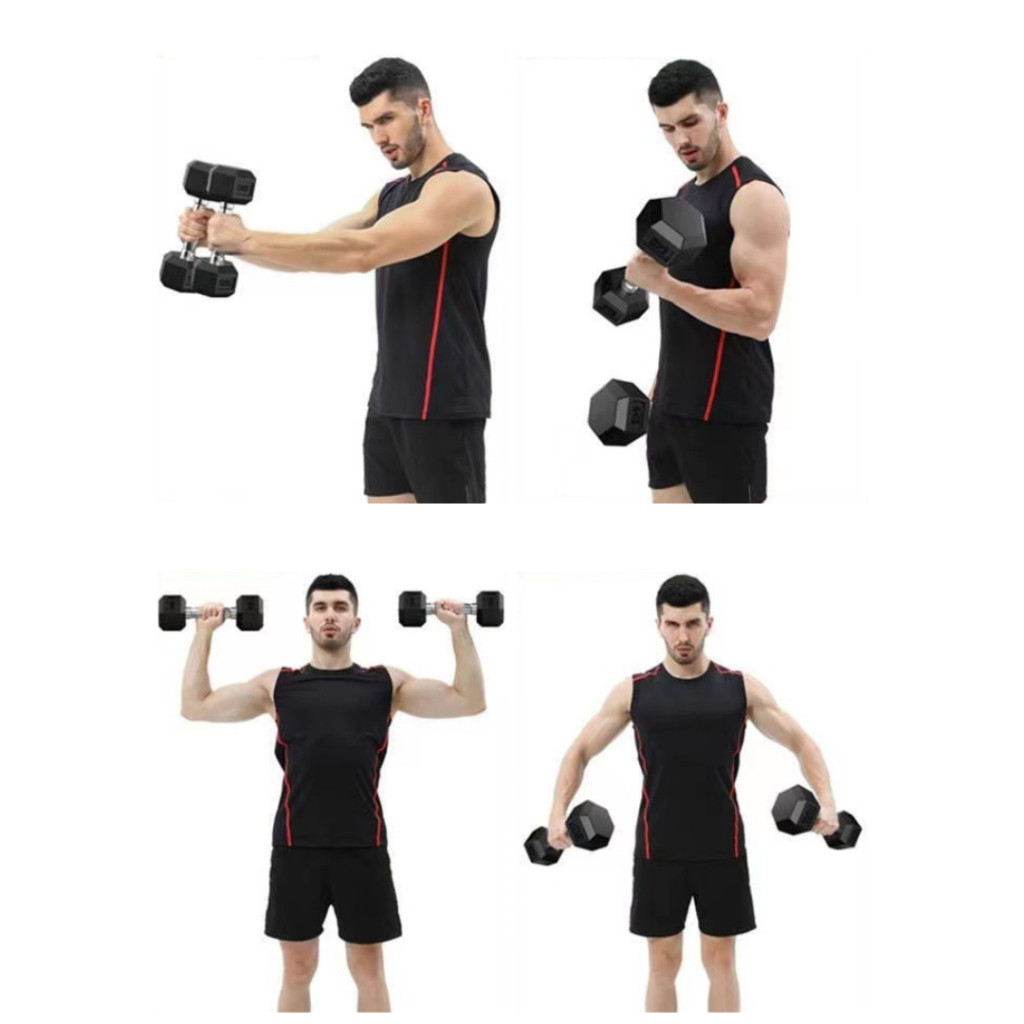 ดัมเบล ดัมเบลยาง ดัมเบลหกเหลี่ยม ยกน้ําหนัก สร้างกล้ามเนื้อ ยกน้ําหนัก Dumbell ดัมเบลหัวยางหกเหลี่ยม 2.5/5/12.5KG - Image 5