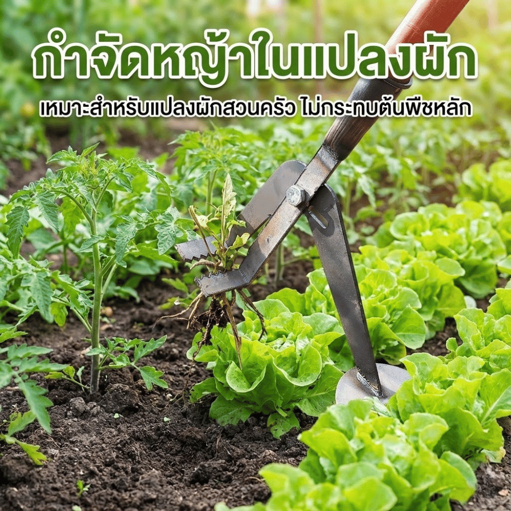 อุปกรณ์กำจัดวัชพืชแบบเหยียบ อุปกรณ์ทำสวน เครื่องถอนหญ้าเหล็กแข็งแรง ถอนรากลึก ลดการก้ม เหมาะงานสวนและแปลงผัก - Image 4
