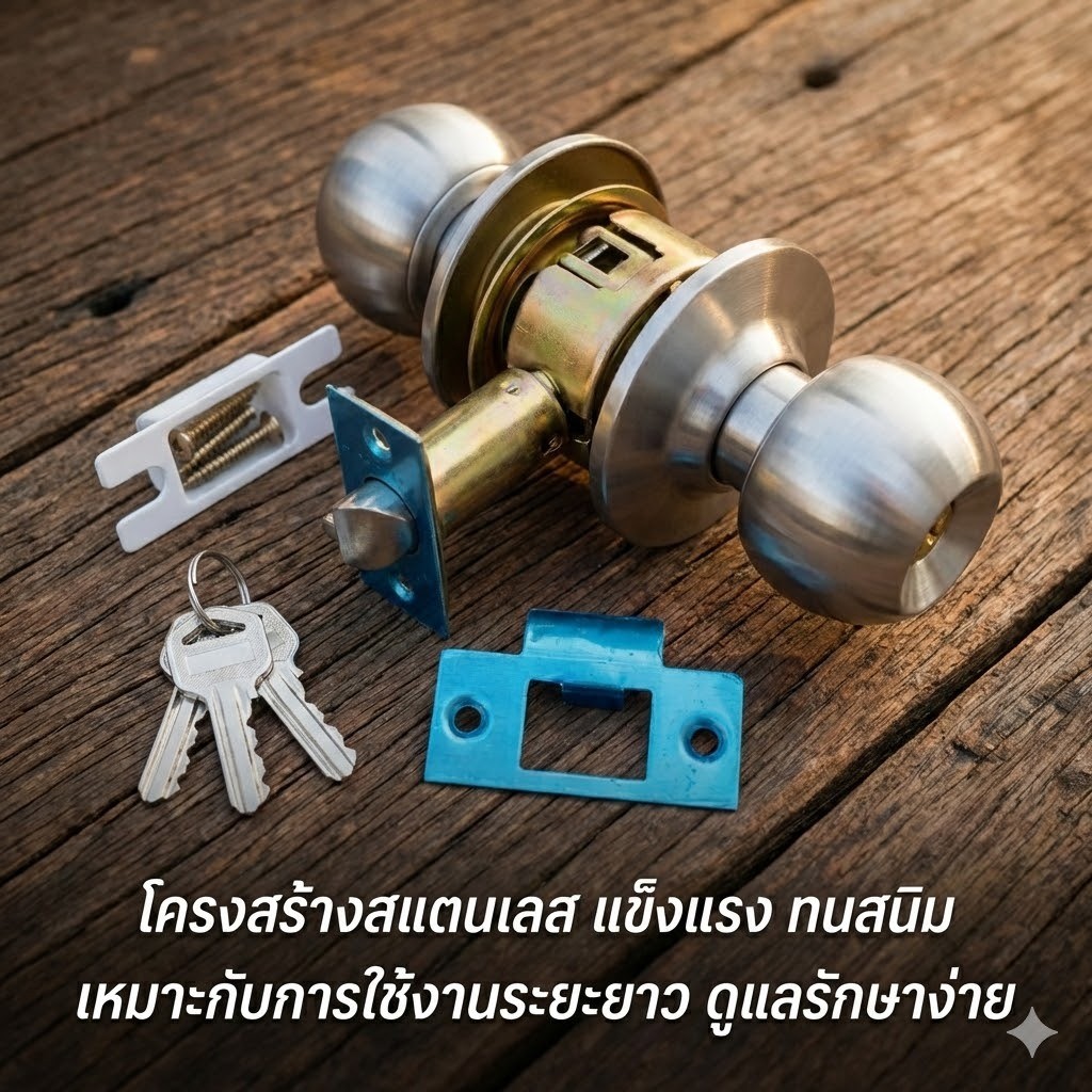 ลูกบิดประตูสแตนเลส กันสนิม แข็งแรง หมุนลื่น ติดตั้งง่าย ใช้ได้กับประตูบ้าน ห้องนอน สำนักงาน อายุการใช้งานยาวนาน - Image 5