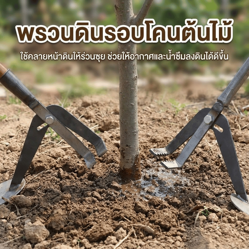 อุปกรณ์กำจัดวัชพืชแบบเหยียบ อุปกรณ์ทำสวน เครื่องถอนหญ้าเหล็กแข็งแรง ถอนรากลึก ลดการก้ม เหมาะงานสวนและแปลงผัก - Image 3