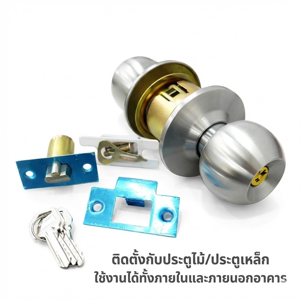 ลูกบิดประตูสแตนเลส กันสนิม แข็งแรง หมุนลื่น ติดตั้งง่าย ใช้ได้กับประตูบ้าน ห้องนอน สำนักงาน อายุการใช้งานยาวนาน - Image 4