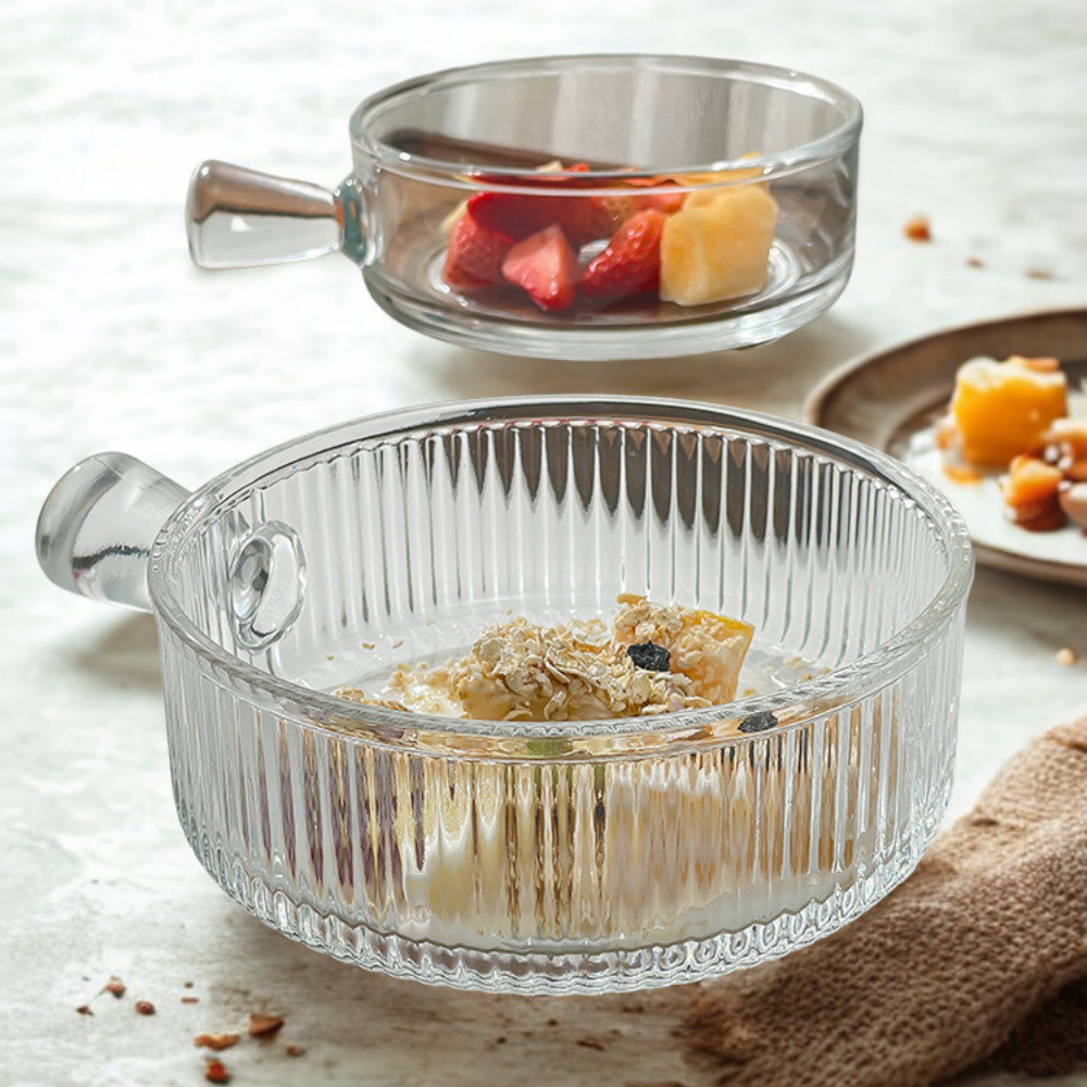 ชามแก้วทนความร้อน มีหูจับ เข้าเตาอบและไมโครเวฟได้ | Glass Baking Bowl ถือหรือยกใช้งานได้สะดวก - Image 2